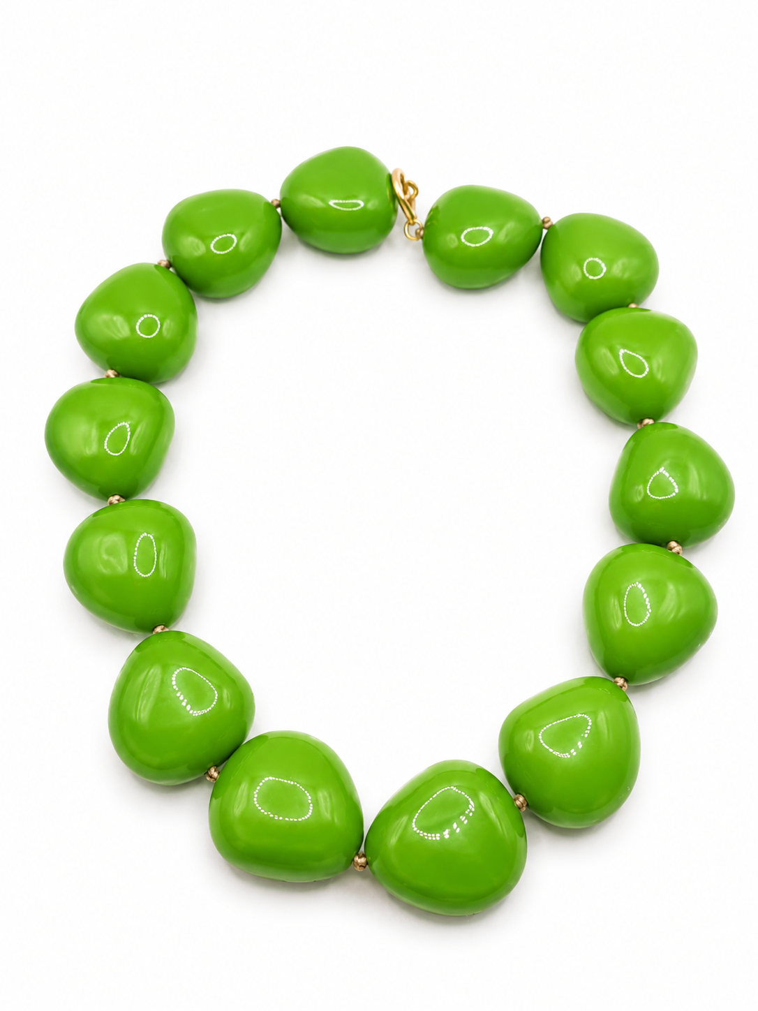 Necklace with green irregular shaped stones